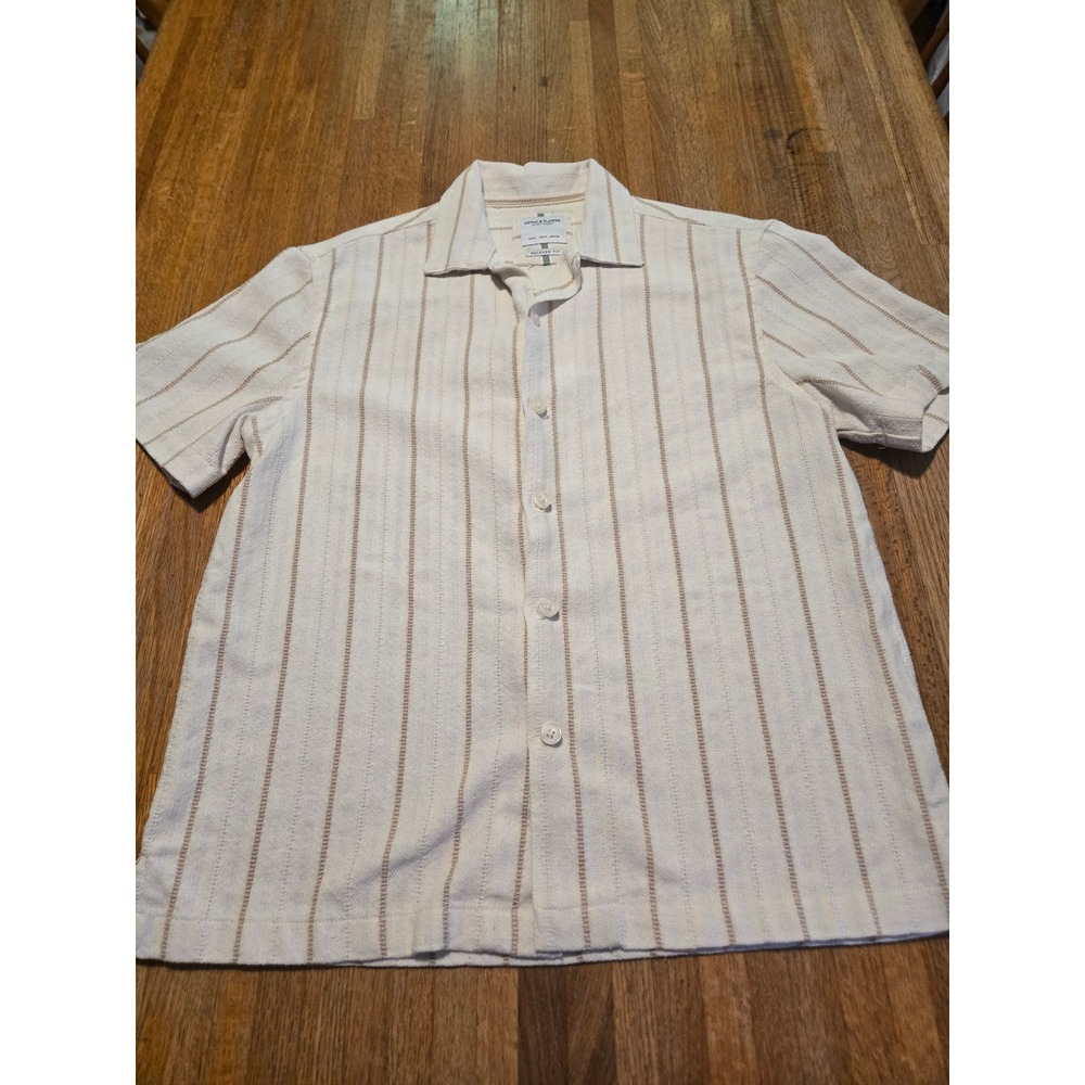 Denim & Flower Ricky Singh Men Small Relaxed Fit Striped Short Sleeve Button Up